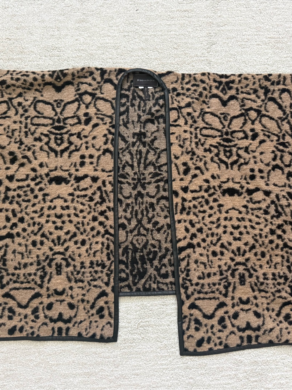 BCBG Leopard Print Wool Blend Shawl - Brown & Black